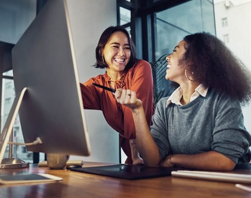 modern open space office interior with blurred business colleagu