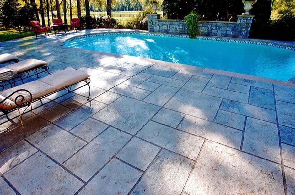 Pool Deck With Non-Slip Concrete Coatings